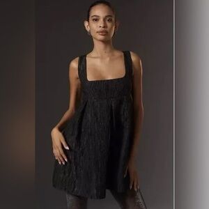 Maeve Sleeveless Square-Neck Textured Babydoll Mini Dress (Anthropologie)